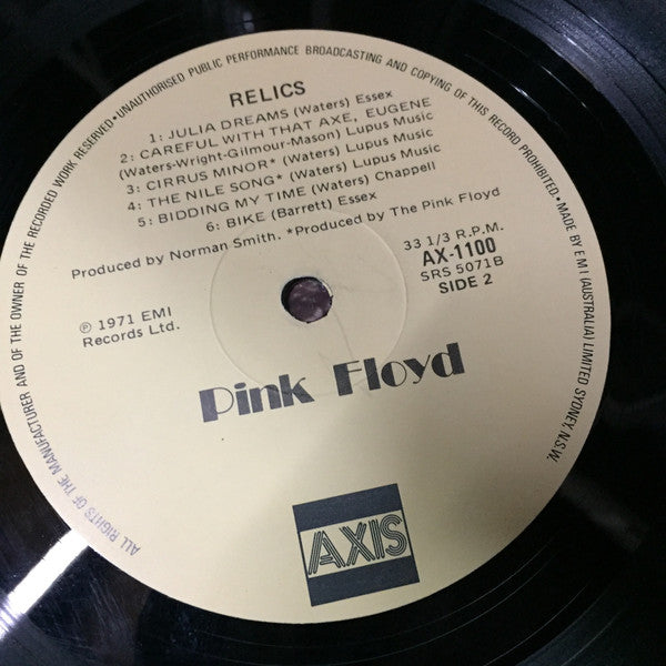 Pink Floyd : Relics (A Bizarre Collection Of Antiques And Curios) (LP, Comp, RE, Yel)