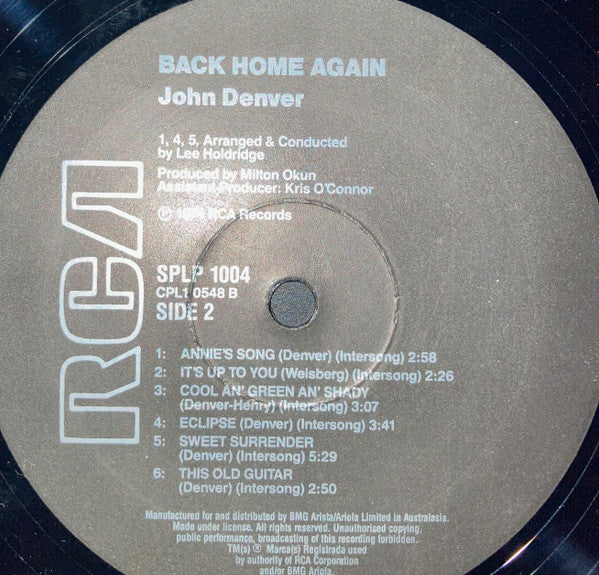 John Denver : Back Home Again (LP, Album, RE)