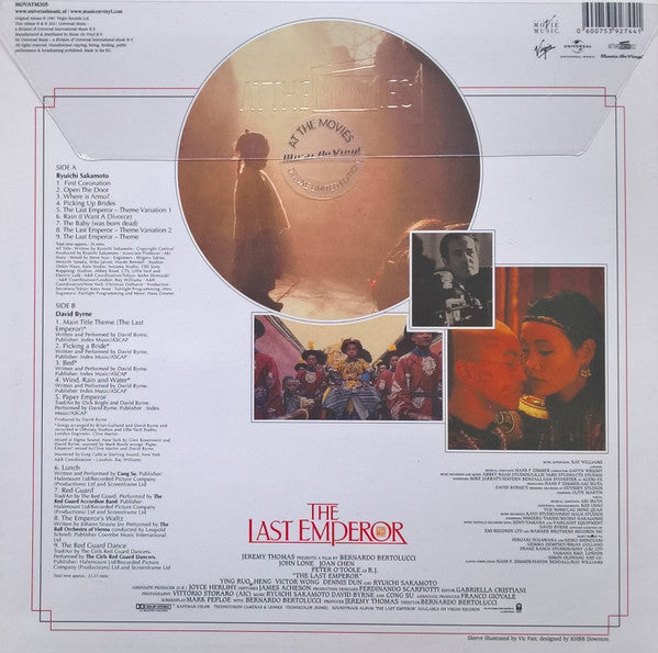 Ryuichi Sakamoto, David Byrne And Cong Su : The Last Emperor (Original Motion Picture Soundtrack) (LP, Album, RE, RM, 180)