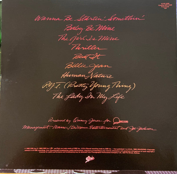 Michael Jackson : Thriller (LP, Album, Gat)