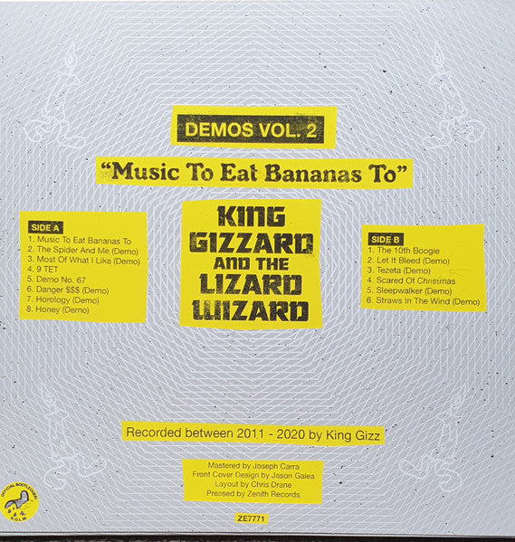 King Gizzard And The Lizard Wizard : Demos Vol. 2 "Music To Eat Bananas To" (LP, Ltd, Cle)