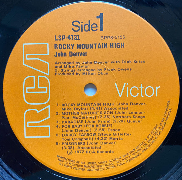 John Denver : Rocky Mountain High (LP, Album, P/Mixed, Gat)