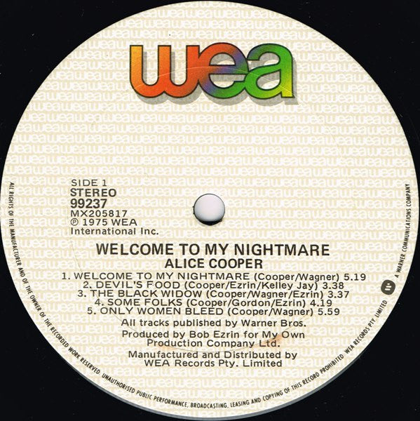 Alice Cooper (2) : Welcome To My Nightmare (LP, Album, RE)
