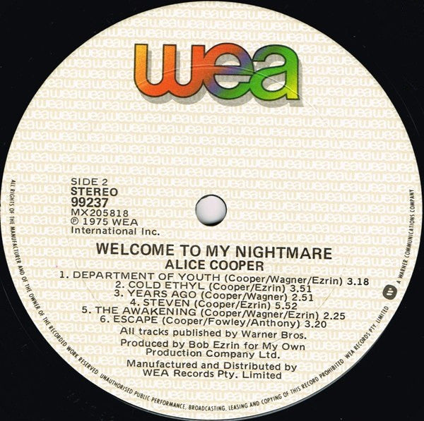 Alice Cooper (2) : Welcome To My Nightmare (LP, Album, RE)