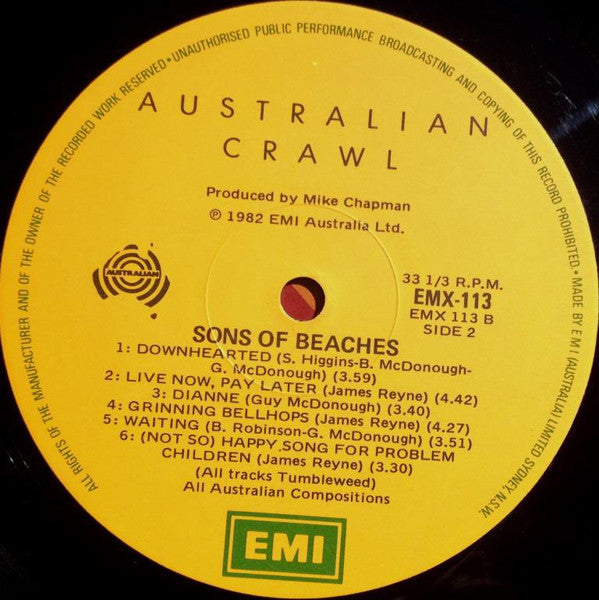 Australian Crawl : Sons Of Beaches (LP, Album)