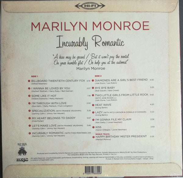 Marilyn Monroe : Incurably Romantic (LP, Comp, Red + CD, Comp)