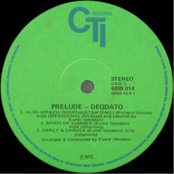 Eumir Deodato : Prelude (LP, Album, Gat)
