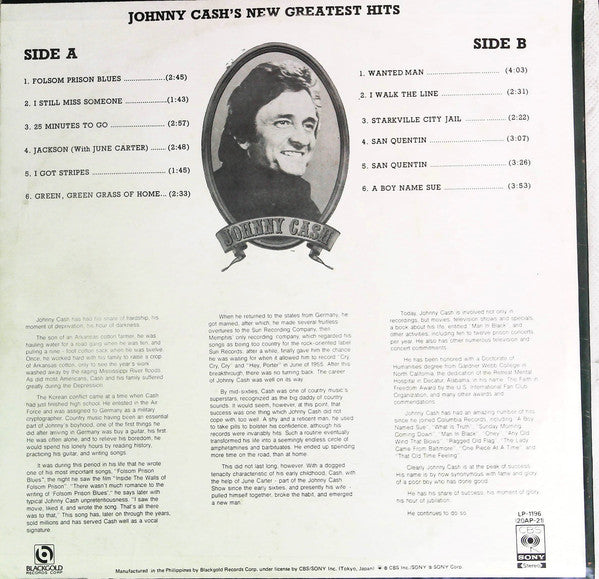 Johnny Cash : Johnny Cash's New Greatest Hits (LP, Comp)