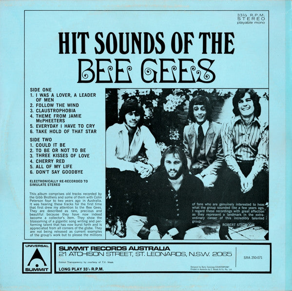 Bee Gees : Hit Sounds Of The Bee Gees (LP, Comp)