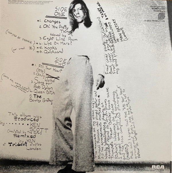 David Bowie : Hunky Dory (LP, Album, RP)