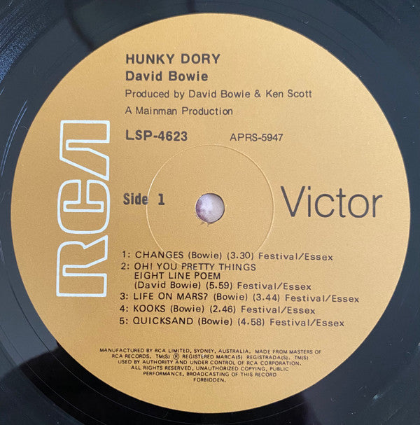 David Bowie : Hunky Dory (LP, Album, RP)