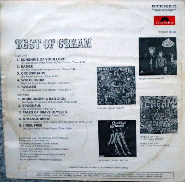 Cream (2) : Best Of Cream (LP, Comp)