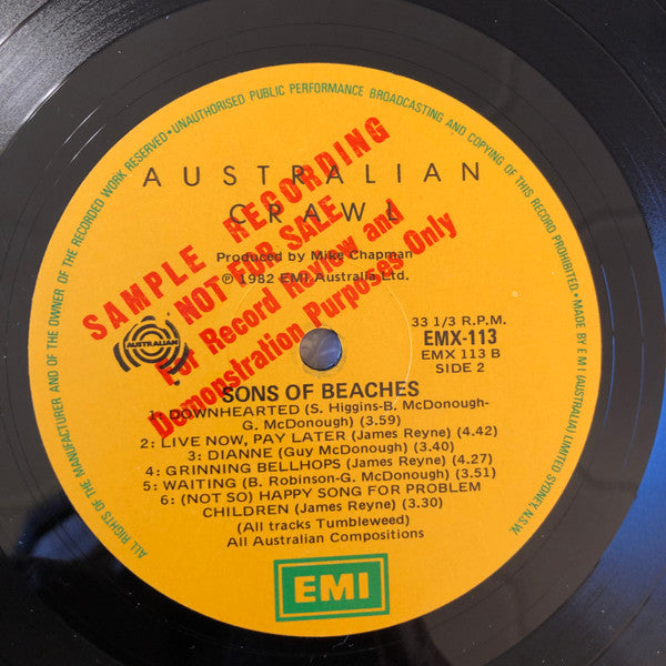 Australian Crawl : Sons Of Beaches (LP, Album, Promo)