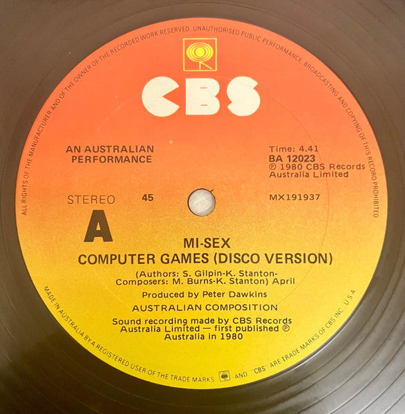 Mi-Sex : Computer Games (12", Maxi, Ltd)