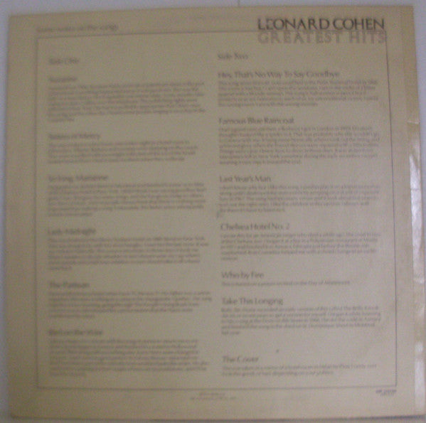 Leonard Cohen : Greatest Hits (LP, Comp)