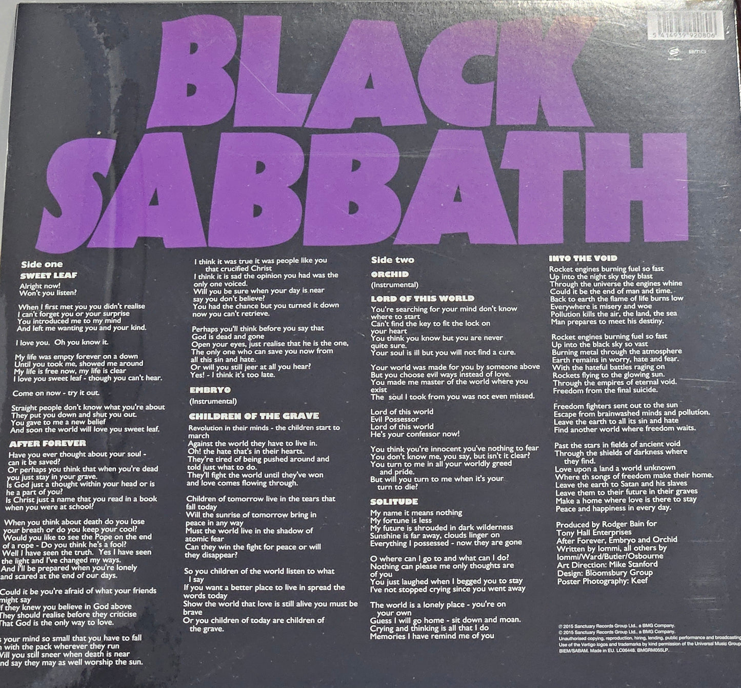 BLACK SABBATH 'Master Of Reality' 180g Vinyl LP