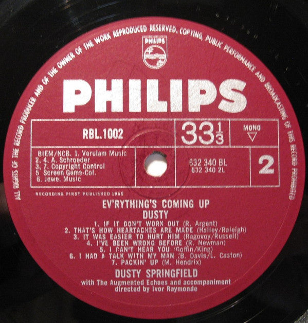 Dusty Springfield : Ev'rything's Coming Up Dusty (LP, Album, Mono)