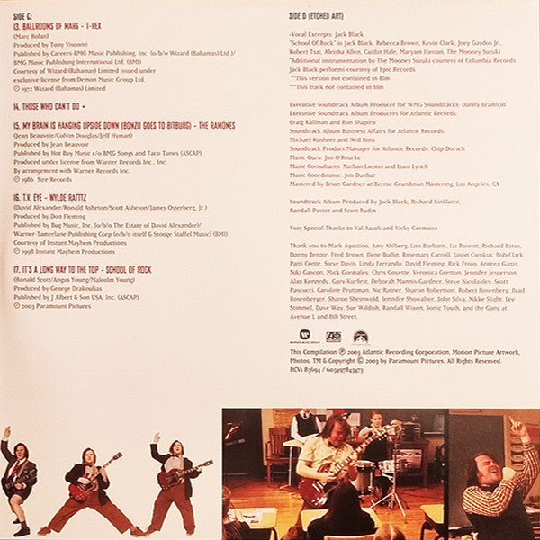 Various : School Of Rock (Music From And Inspired By The Motion Picture) (LP + LP, S/Sided, Etch + Comp, Ltd, RE, Ora)