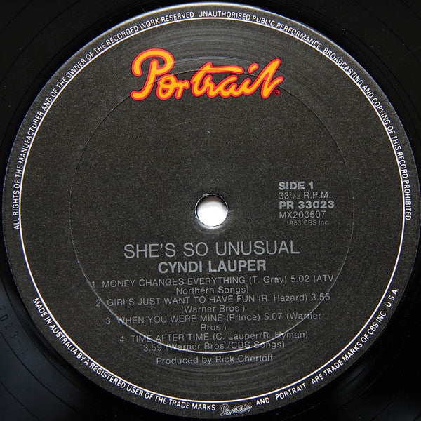 Cyndi Lauper : She's So Unusual (LP, Album, RE)