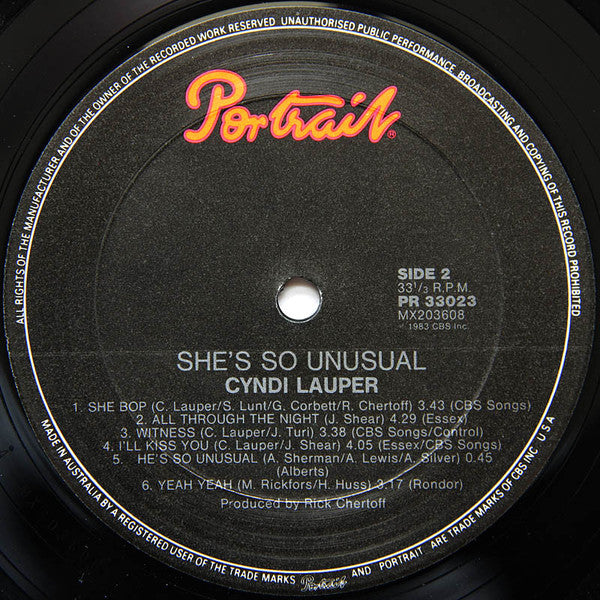 Cyndi Lauper : She's So Unusual (LP, Album, RE)