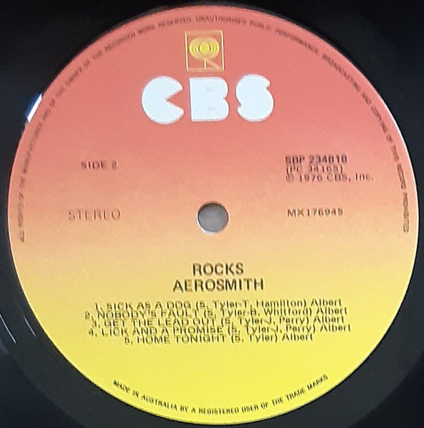 Aerosmith : “Rocks” (LP, Album, Tex)