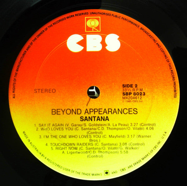 Santana : Beyond Appearances (LP, Album)