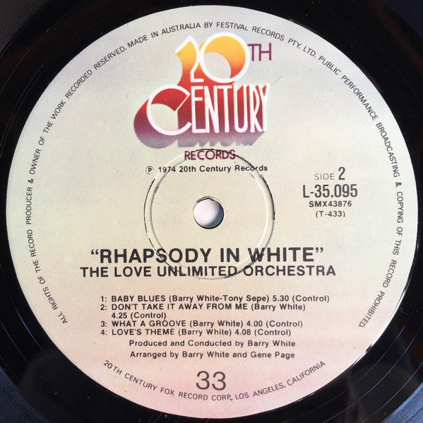Love Unlimited Orchestra : Rhapsody In White (LP, Album)