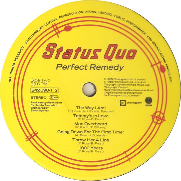 Status Quo : Perfect Remedy (LP, Album)