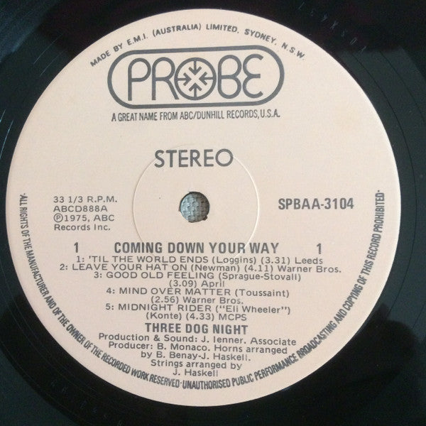 Three Dog Night : Coming Down Your Way (LP)