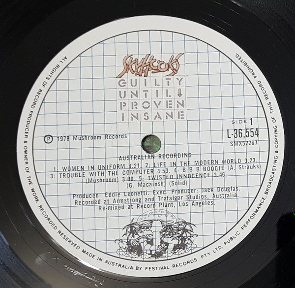 Skyhooks : Guilty Until Proven Insane (LP, Album)