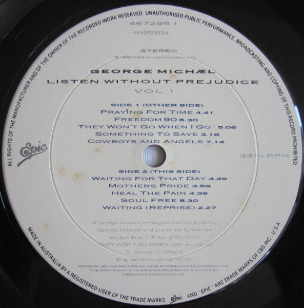 George Michael : Listen Without Prejudice Vol. 1 (LP, Album)