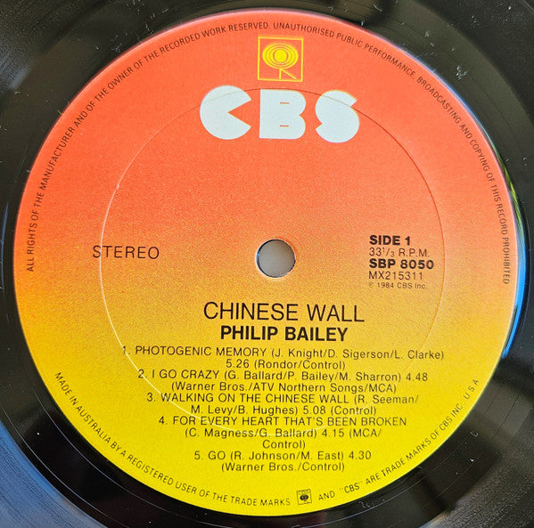 Philip Bailey : Chinese Wall (LP, Album)