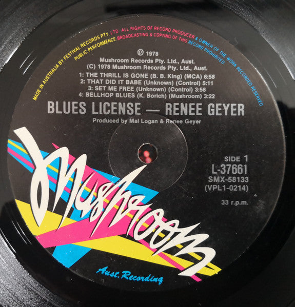 Renee Geyer : Blues Licence (LP, Album, RE)