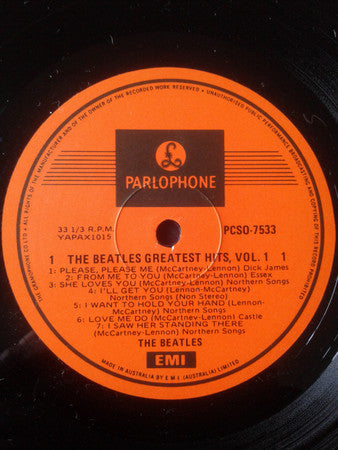 The Beatles : The Beatles Greatest Hits Volume 1 (LP, Comp, RE, Ora)