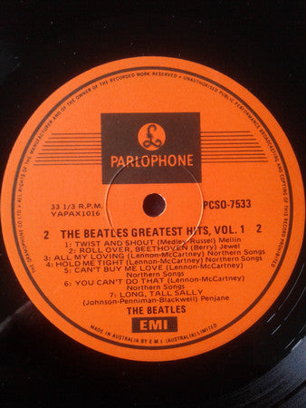 The Beatles : The Beatles Greatest Hits Volume 1 (LP, Comp, RE, Ora)