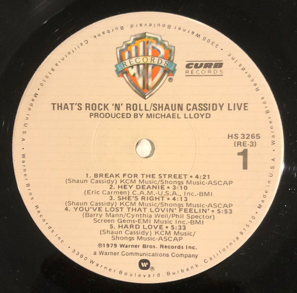 Shaun Cassidy : Live - That's Rock'N Roll (LP, Album, Jac)