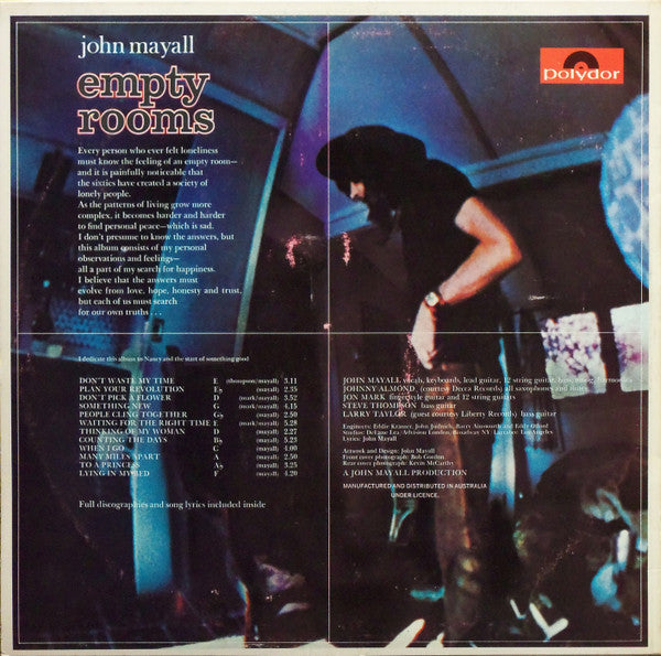 John Mayall : Empty Rooms (LP, Album, RE)