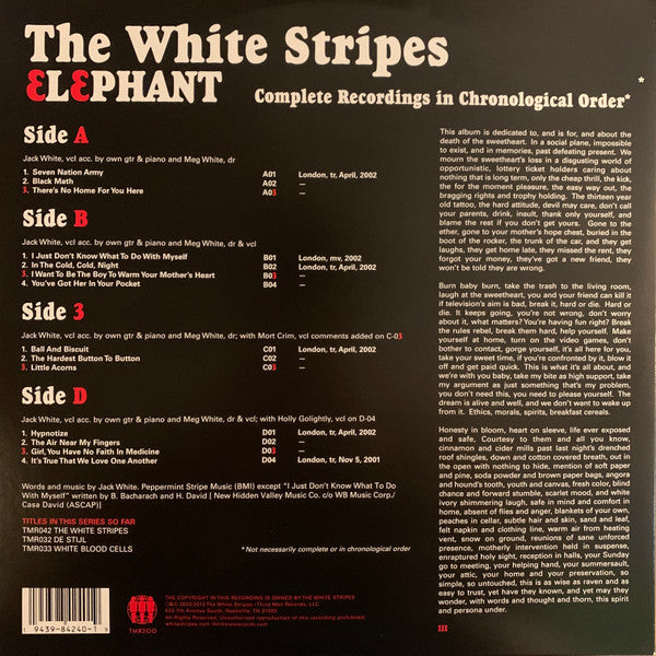 The White Stripes : Elephant (2xLP, Album, RE, RP)