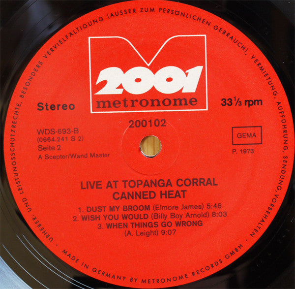 Canned Heat : Live At Topanga Corral (LP, Album, RE)