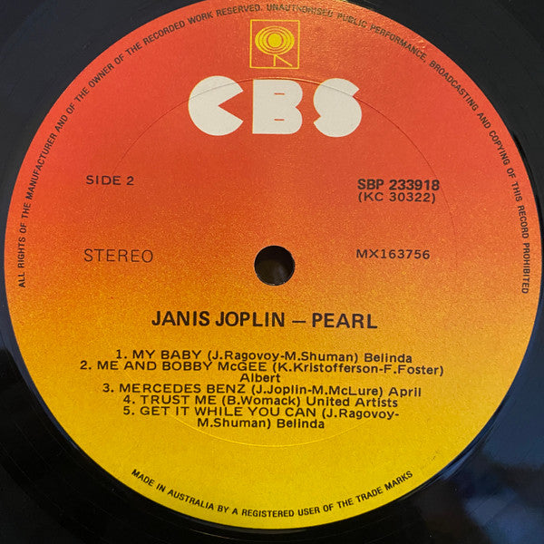 Janis Joplin : Pearl (LP, Album, RE)