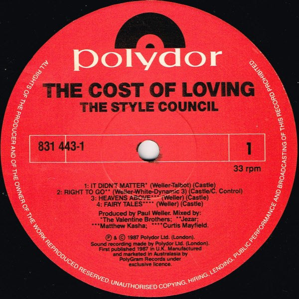 The Style Council : The Cost Of Loving (LP, Album)