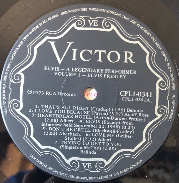 Elvis* : A Legendary Performer - Volume 1 (LP, Comp)