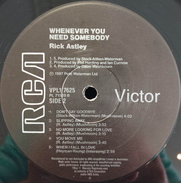 Rick Astley : Whenever You Need Somebody (LP, Album, RE, Gat)