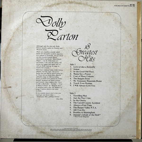 Dolly Parton : 18 Greatest Hits (LP, Comp)