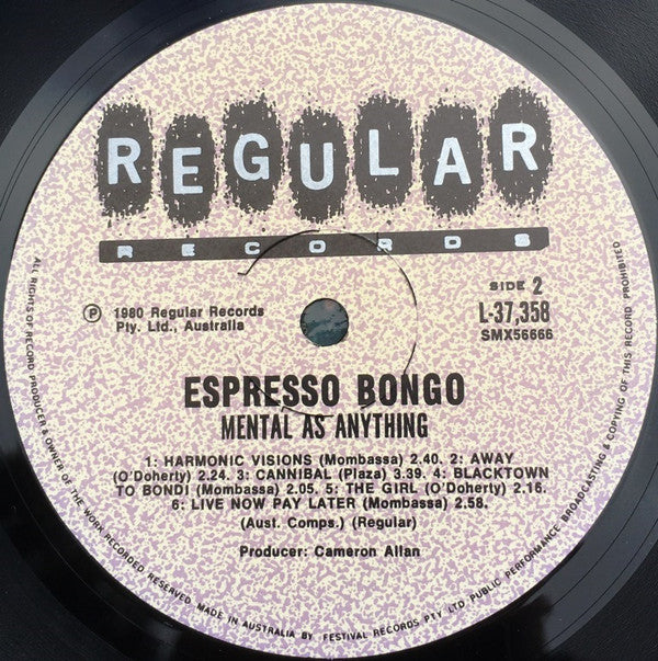 Mental As Anything : Espresso Bongo (LP, Album, Fir)