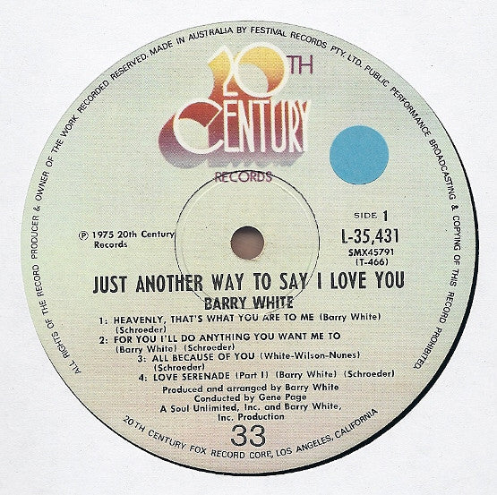 Barry White : Just Another Way To Say I Love You (LP, Album)
