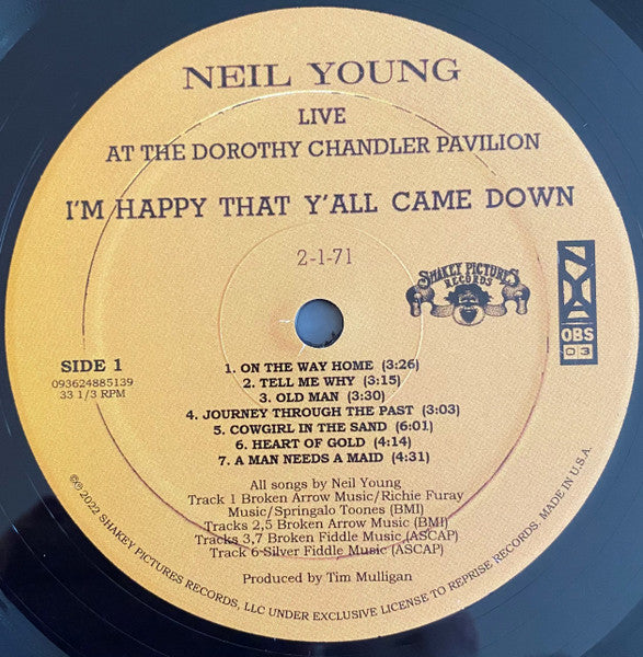 Neil Young : Dorothy Chandler Pavilion 1971 (I'm Happy That Y'All Came Down) (LP, Album, RM)
