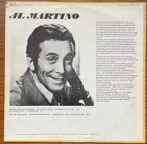 Al Martino : Mary In The Morning (LP, Album, RE, Kee)