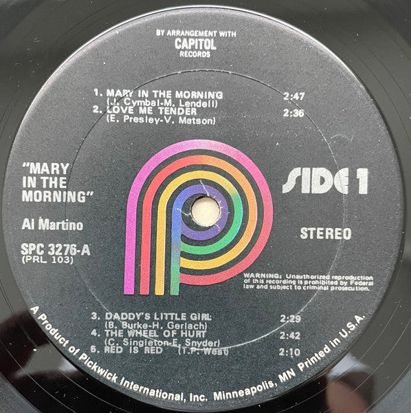 Al Martino : Mary In The Morning (LP, Album, RE, Kee)