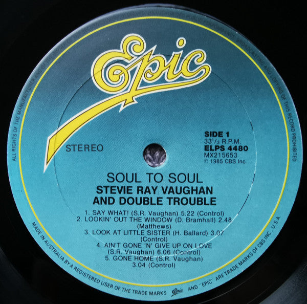 Stevie Ray Vaughan & Double Trouble : Soul To Soul (LP, Album)